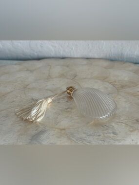 Vintage Frosted Glass Perfume Bottle with Tassel - empty